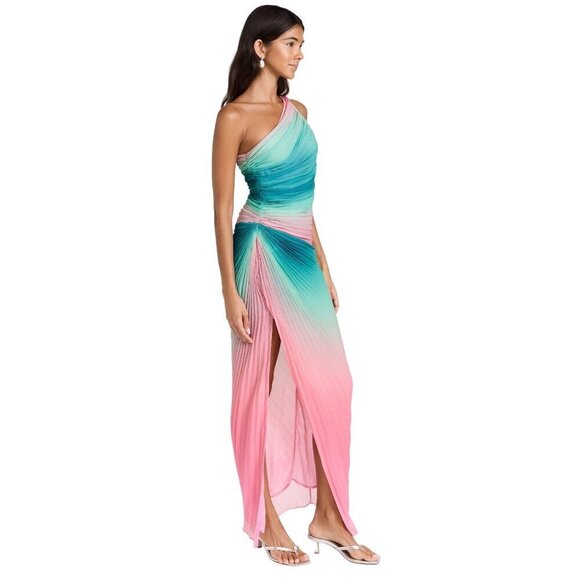 Rococo Sand Maxi Dress in Ombre Small New Womens One Shoulder Cocktail - Picture 3 of 16